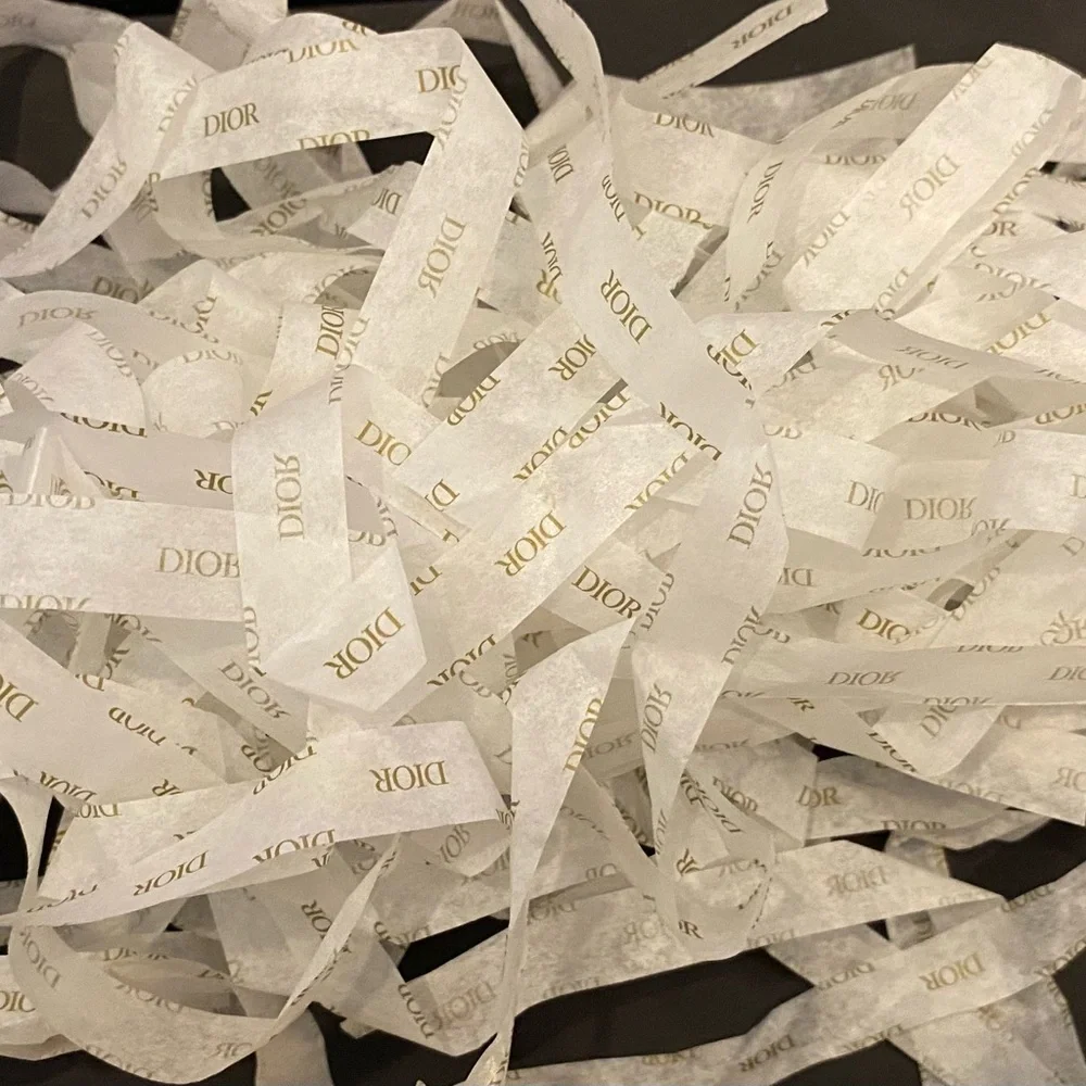 Dior White Tissue Ribbon with Gold Logo